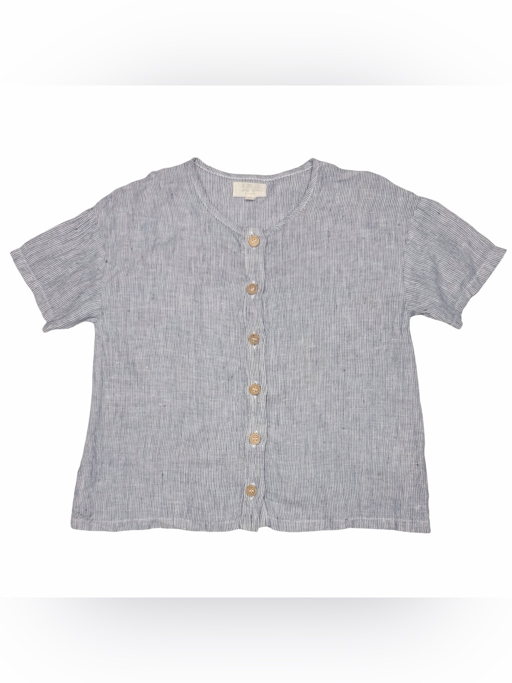 The Simple Folk Thin Stripe Organic Linen Button‎ Up Top